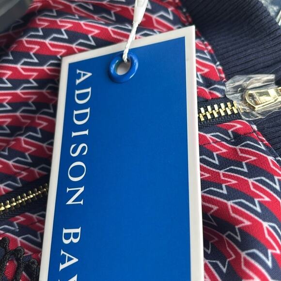 Addison Bay Active Crepe Vine Dress in Navy/Cherry Stars Size L - Picture 6 of 6